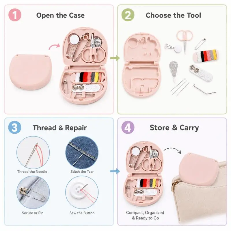 Mini Tragbare Reise- und Heim-DIY-Nähbox, Tragbares Nadel- und Faden-Set, Nähwerkzeug-Set – Detail 4