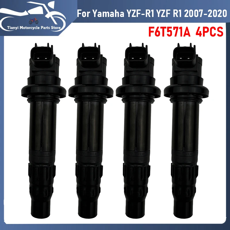 4PCS Motorcycle Ignition Coil For Yamaha YZF-R1 YZF R1 2007-2020 F6T571A Ignition Stick Coil 1KB-82310-00-00 2CR-82310-00-00