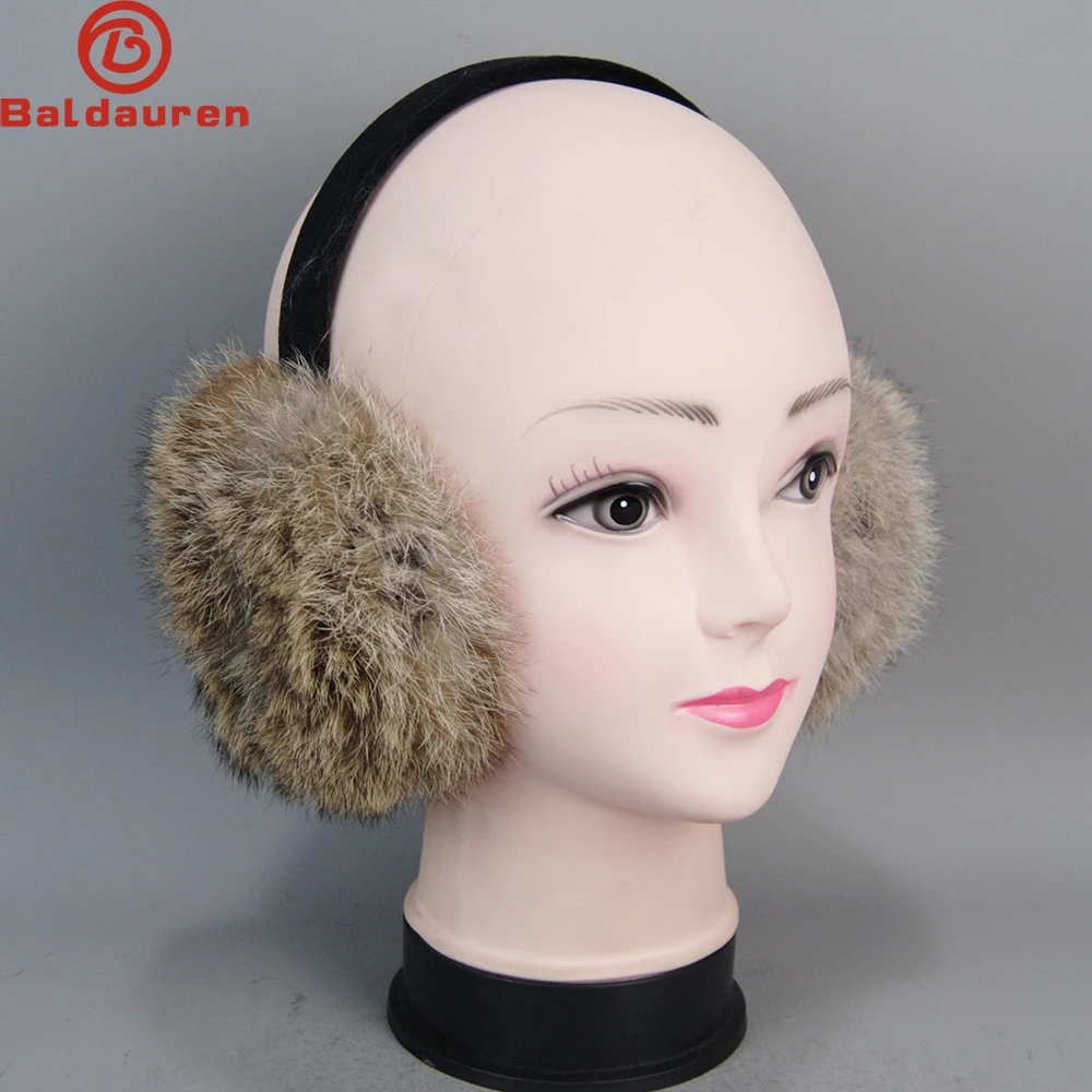 

Rabbit Fur Earmuffs For Girls Winter Warm Plush Real Genuine Rabbit Fur Plush Ear Muff Women Fashion 100% Natural Fur Earlaps