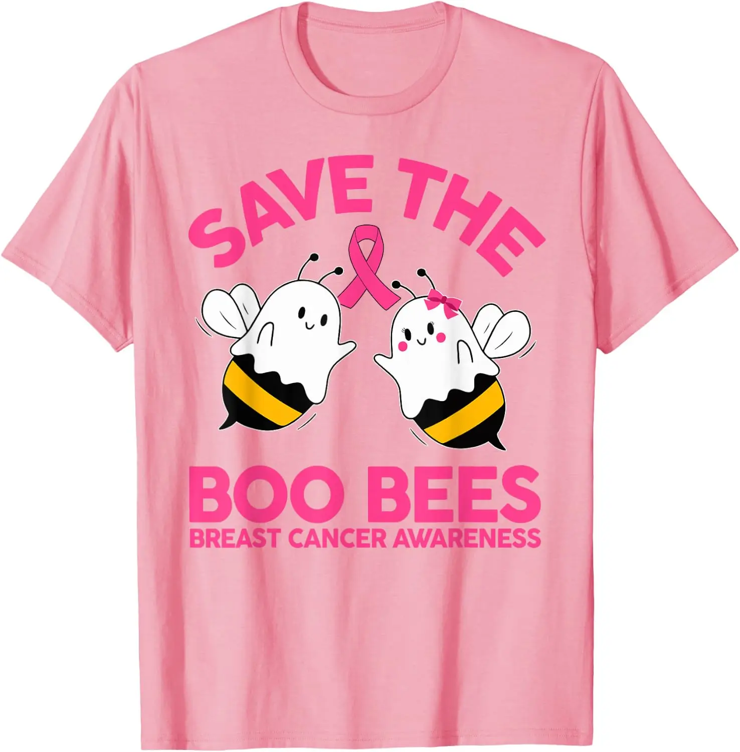 Save The Boobees Boo Bees Breast Cancer Halloween Women T-Shirt Vintage Cartoon Ghost and Bee Tee Halloween Breast Cancer Tshirt