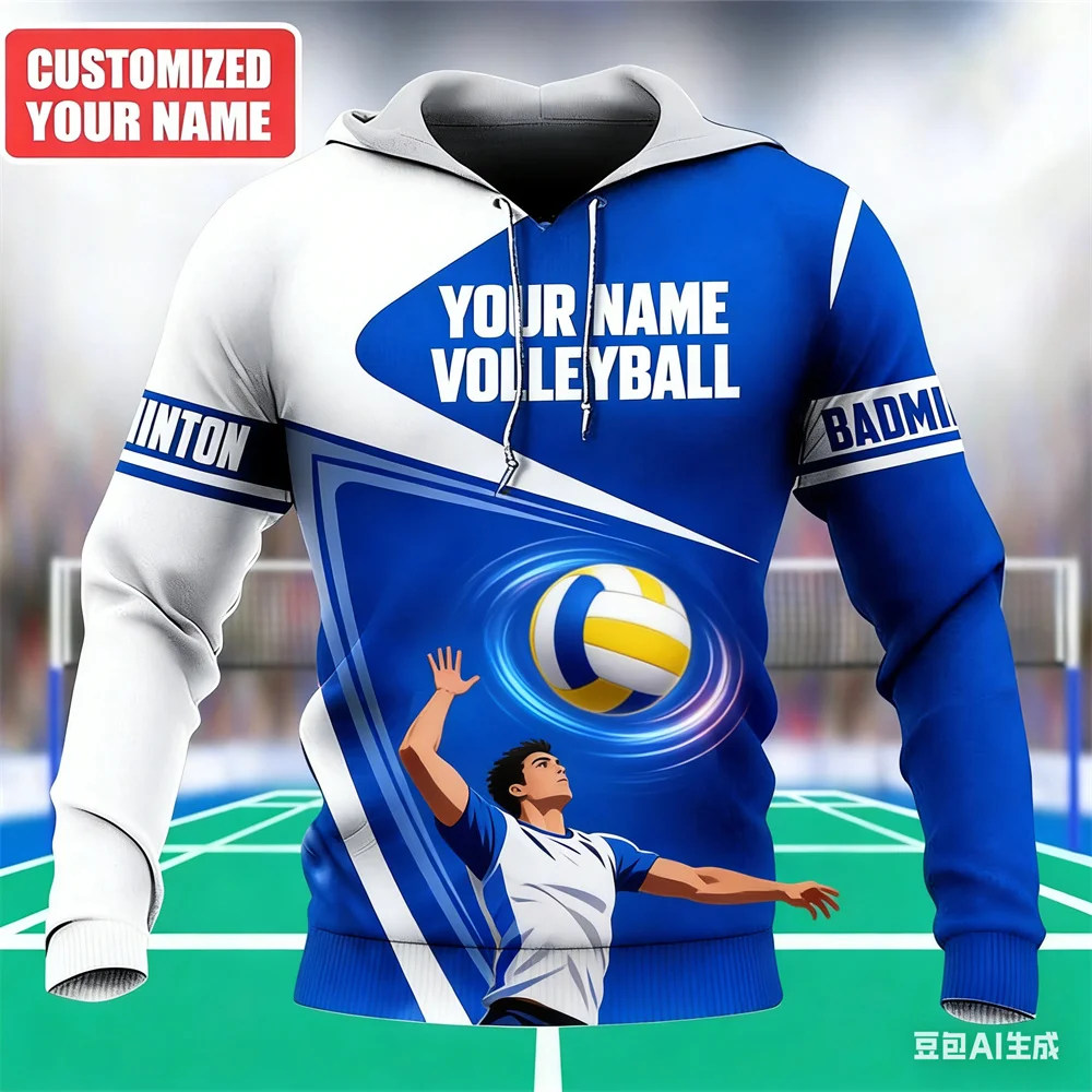 

Volleyball Sport Hoodie Men's Clothing Long Sleeve Oversized Breathable Pullover Sweatshirt 3D Print Personality Fashion Hoodies