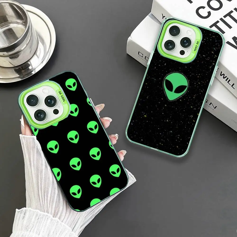 

Alien Horror Elements Phone Case For iPhone 16,15,14,13,12,11,Mini,Pro,MAX Green Matte Shockproof Cover