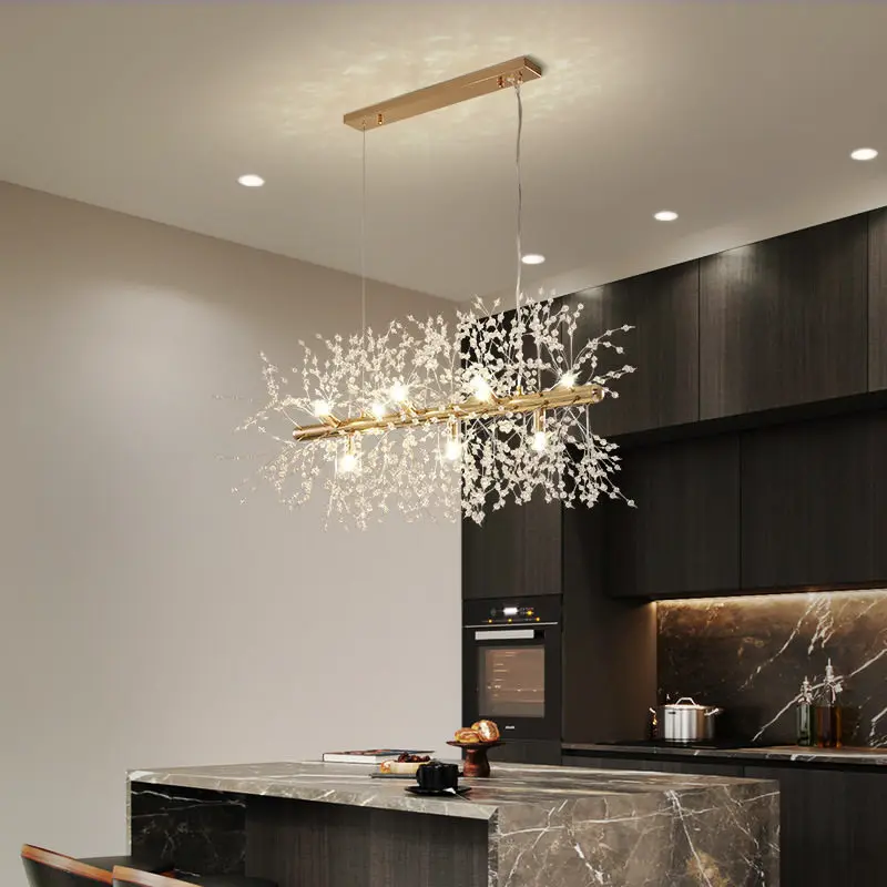 Modern Sky Star Fireball Crystal Pendant Lights for Living Room Bedroom Dining Room Dandelion LED Lighting Restaurant Lamp