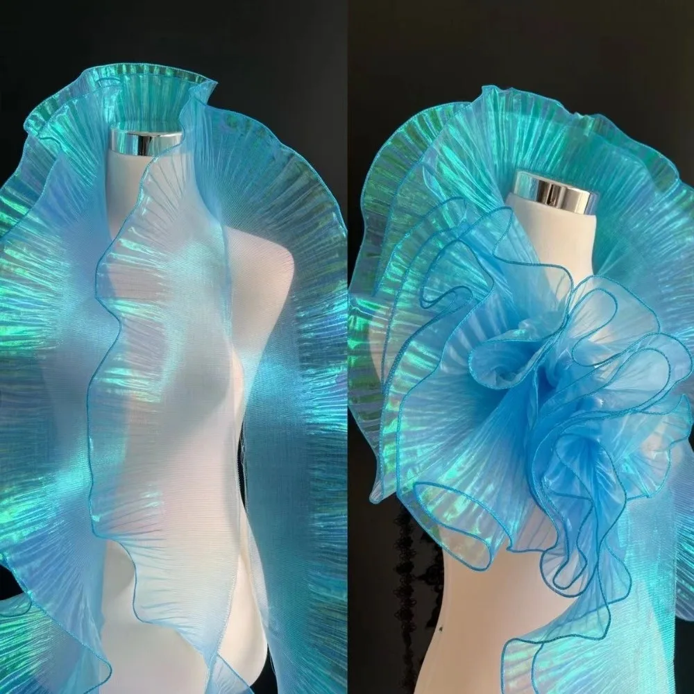 2025 1 ヤードグラデーションレース生地 DIY 透明プリーツレースリボン 15 センチメートル幅オーガンザ生地パッチワーク装飾