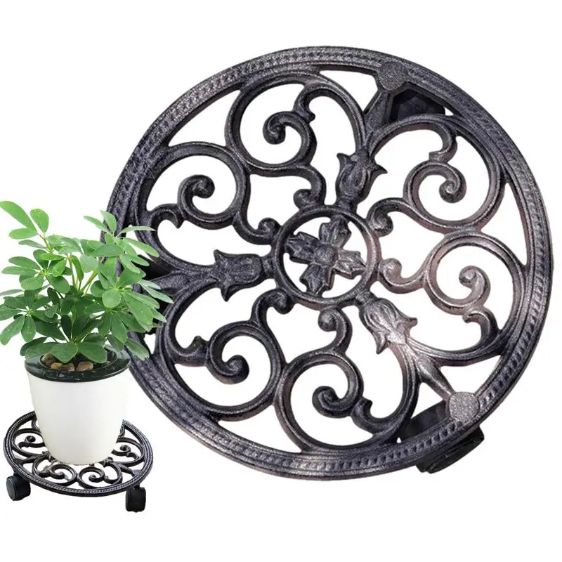 

360 Degree Retro Plant Moving Trays Floral or Owl Patterns Trolley for Gardening, Indoor and Outdoor Use Moving Potted Planters