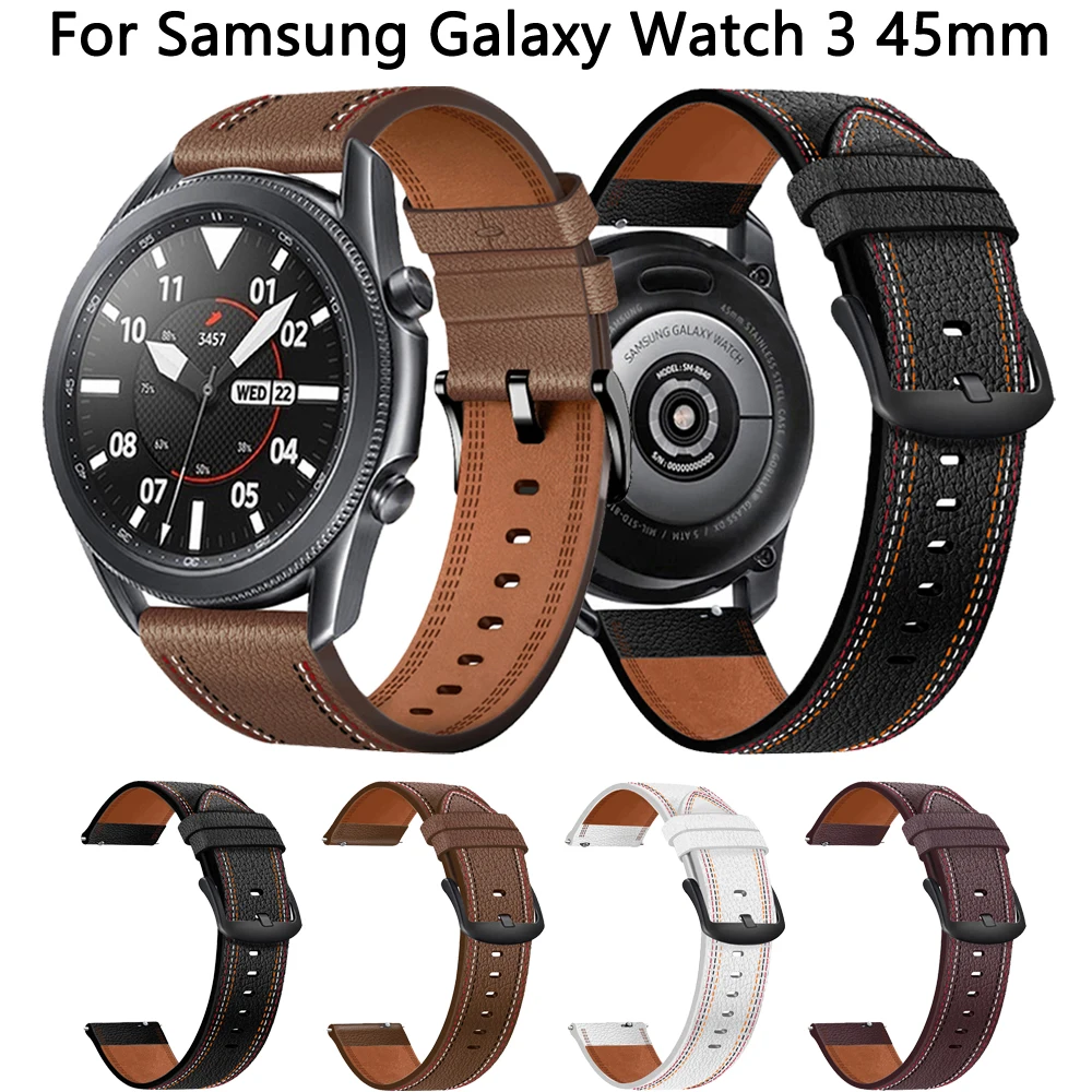 22mm Leather Watchband Strap For Samsung Galaxy Watch 46mm Correa Bracelet for Galaxy Watch 3 45mm Gear S3 Classic Frontier Band