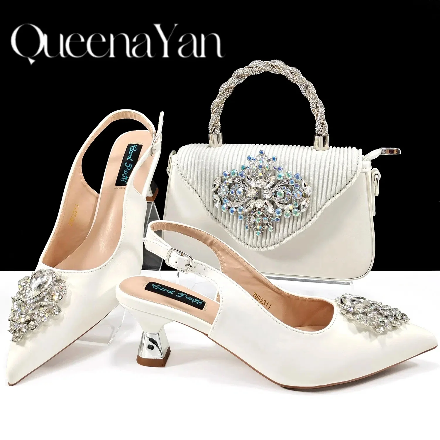 QUEENA YAN 2024 Glamorous Party Shoes & Bag Set: Elegant Heels with Matching Purse for Unforgettable Occasions