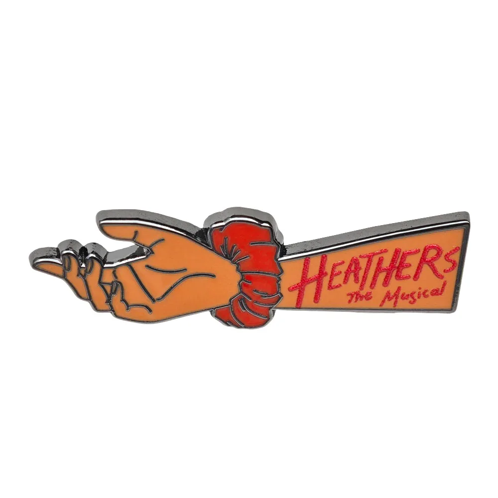 Heathers The Musical Metal Enamel Pin Red Scrunchie Brooch Broadway West End Theater Show Badge Lapel Pins Fan Gift Jewelry