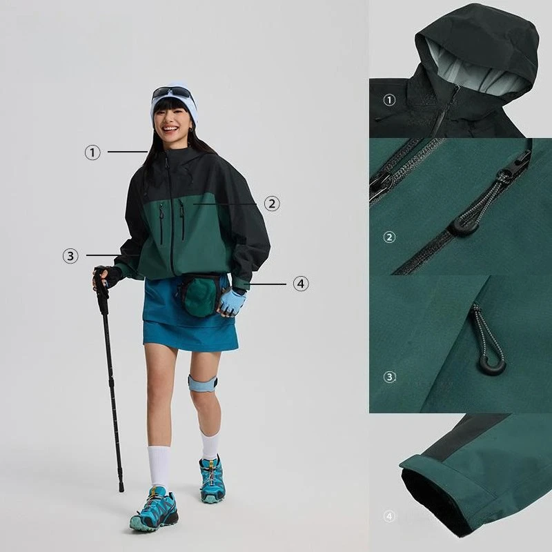 3-Layer Composite Hard Shell Jacket: Windproof, Waterproof, & Breathable for Hiking & Mountaineering Unisex