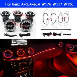 For Mercedes-Benz A CLA GLA W176 W117 W156 A45 CLA45  Ambient Light LED Bluetooth APP Air Vents Turbine Nozzle 12 Colors