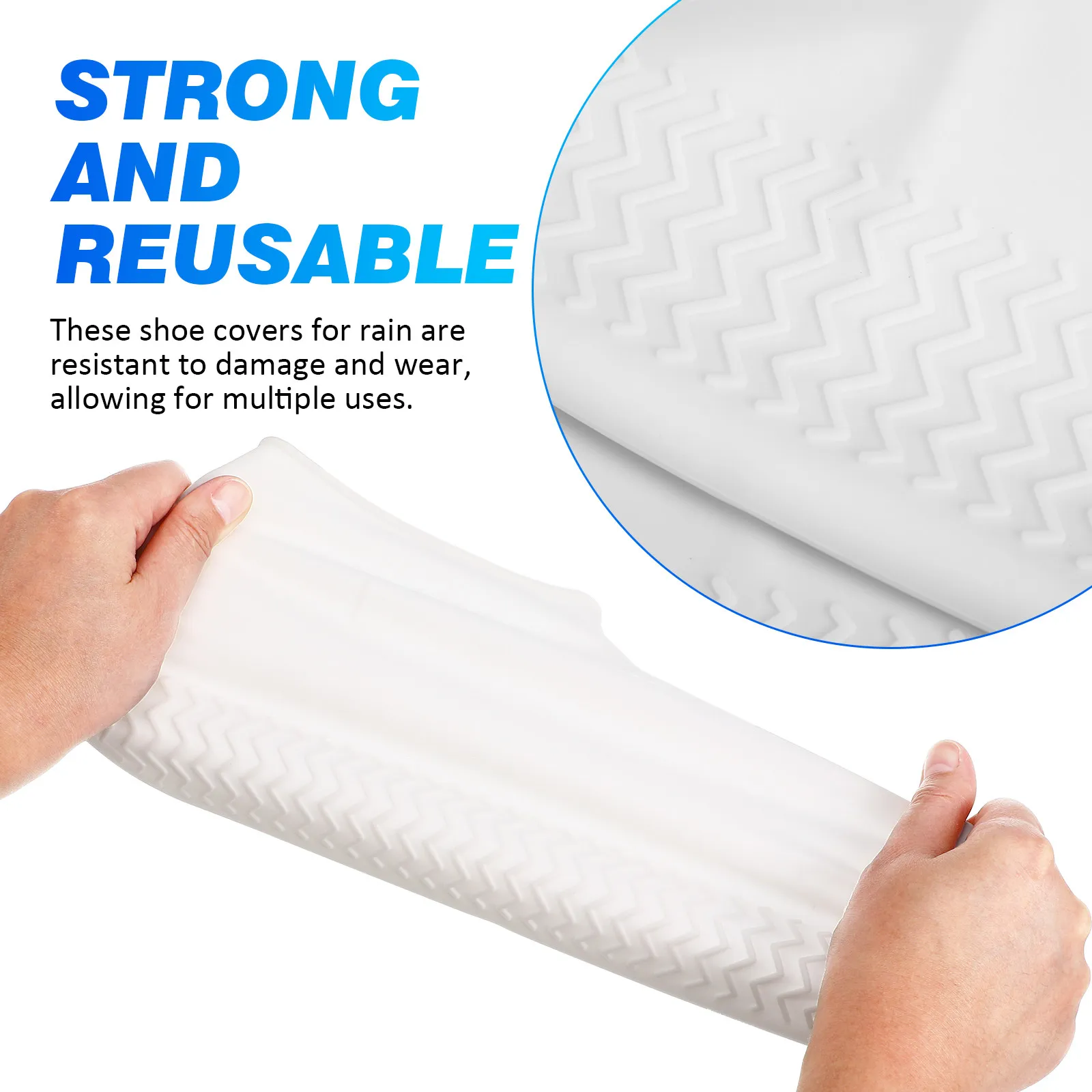 2 Pairs White L Size Waterproof Shoe Covers Silicone Rain Boot Protectors for Sneakers Nonslip Outdoor Shoe Cover