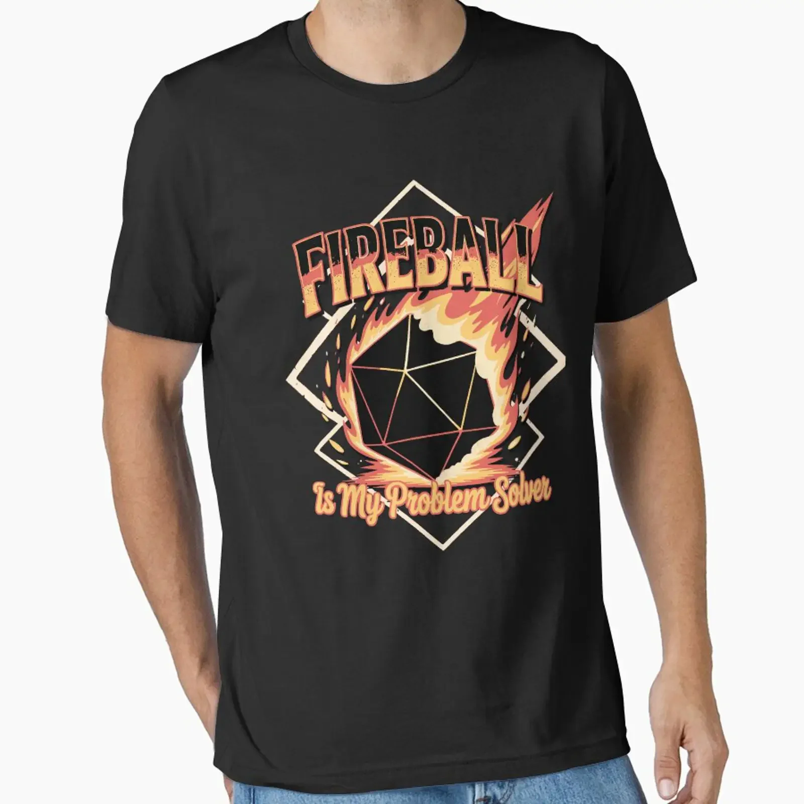 DnD fireball wizard sorcerer Essential T Shirt vintage Washed Top For Everyday Wear streetwear Comfortable Stretched
