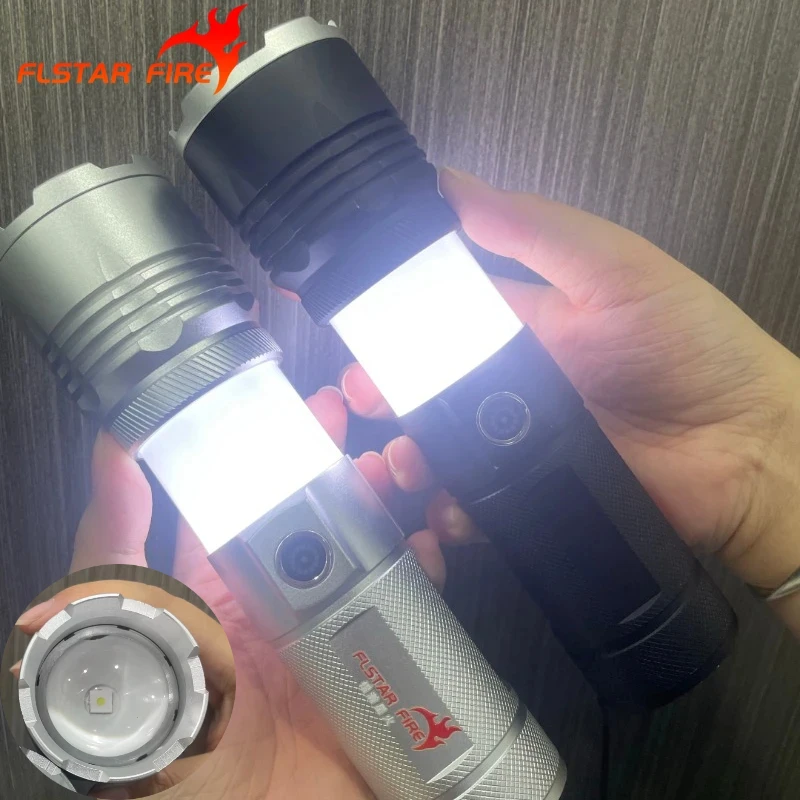 

FLSTAR FIRE LED Powerful Flashlight Telescopic Zoom Type-C Charging Portable Endurance Torch for Home Outdoor Camping Lamp