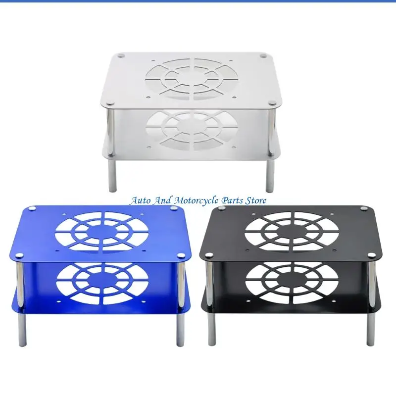 

P9FD Aluminum Cooling Stand for Modems Double Tiers Design Mute Operation Heat Transfer Office Home Compatibility