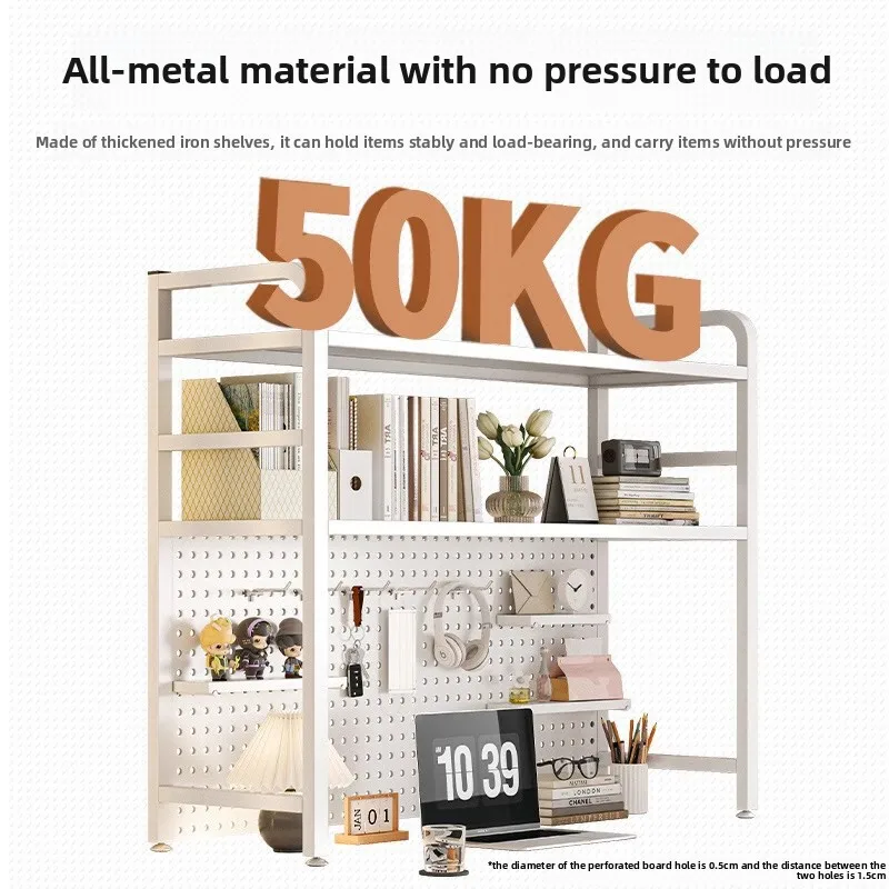 Table Hole Board Shelf Study Table Wrought Iron Multi-layer Storage Shelf Student Desktop Storage Bookshelf