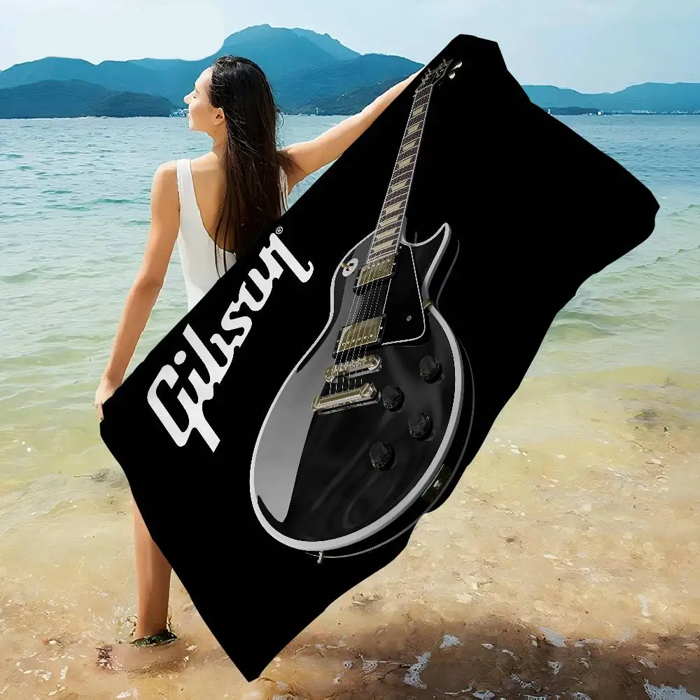 Gibson Guitar Logo Microfiber Blanket Quick Drying Beach Towels Oversized Printing Super Absorbent Pool Towel Blanket