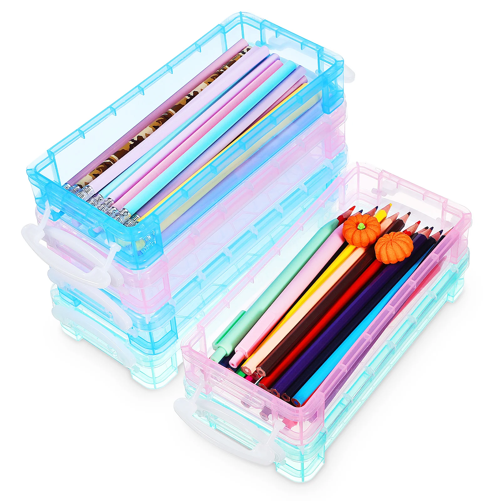 

6 Pcs Pencil Case Transparent Container Organizers And Storage Marker Clear Colored Child