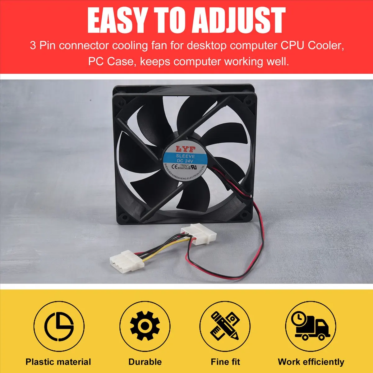 #(Upgraded)120mm x 25mm DC 24V 4Pin Sleeve Bearing Computer Case Cooling Fan