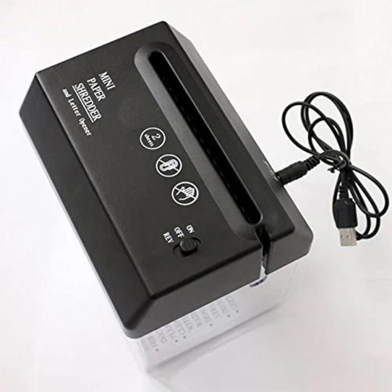 A6 Portable Mini Paper Shredder Electric USB Battery Operated Shredder Documents Paper Cutting Tool for Home Office