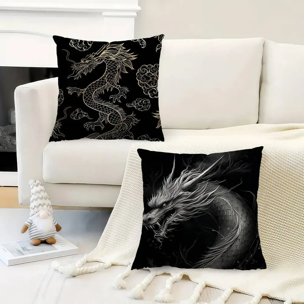 Fashion Black Dragon Pillow Cover For Bedroom Room And Living Room Sofa Decorative Cushion Cover