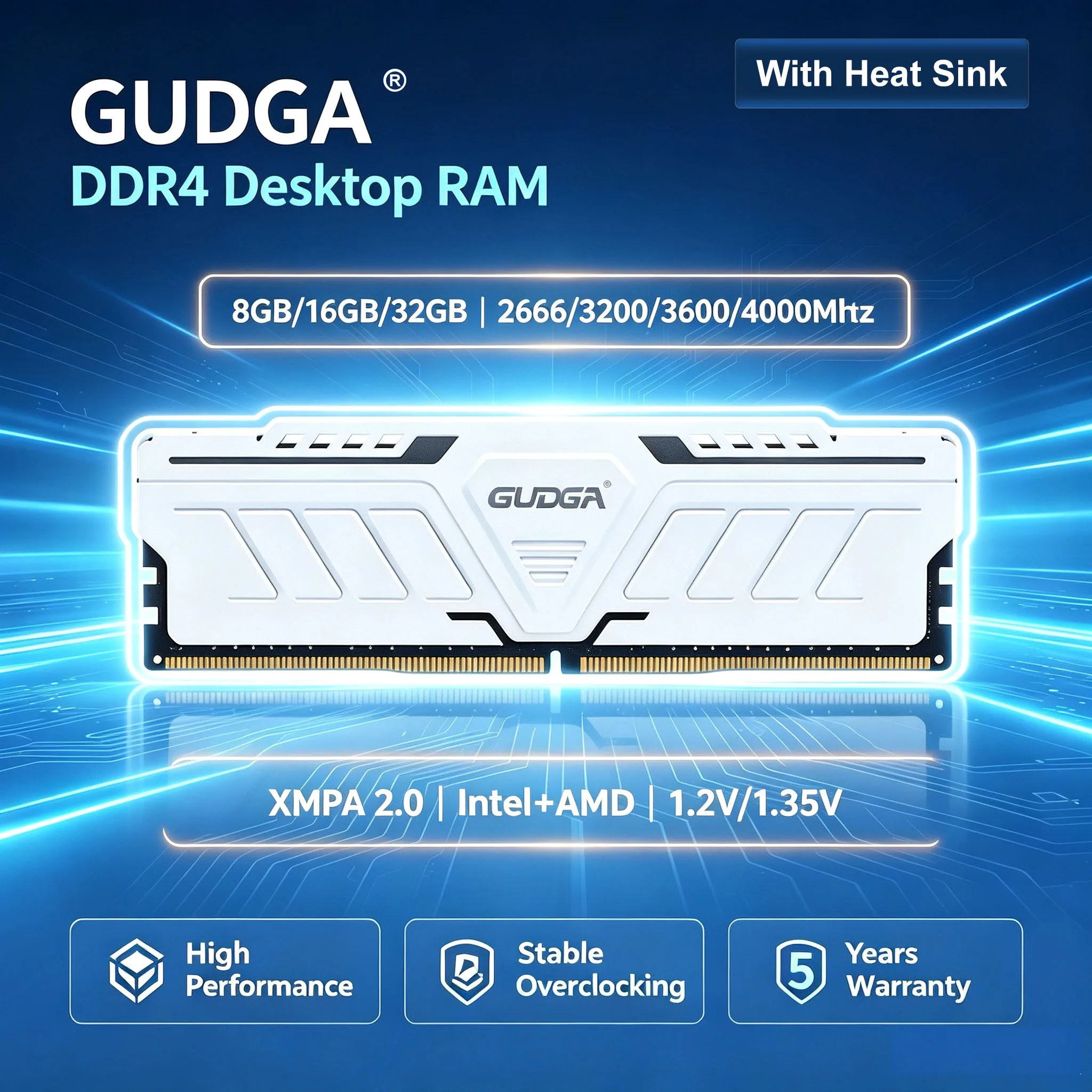 GUDGA デスクトップメモリ DDR4 32GB 16GB 8GB 3200MHz メモリ RAM PC4 デスクトップゲーミングメモリ対応 マザーボード DDR4 メモリ