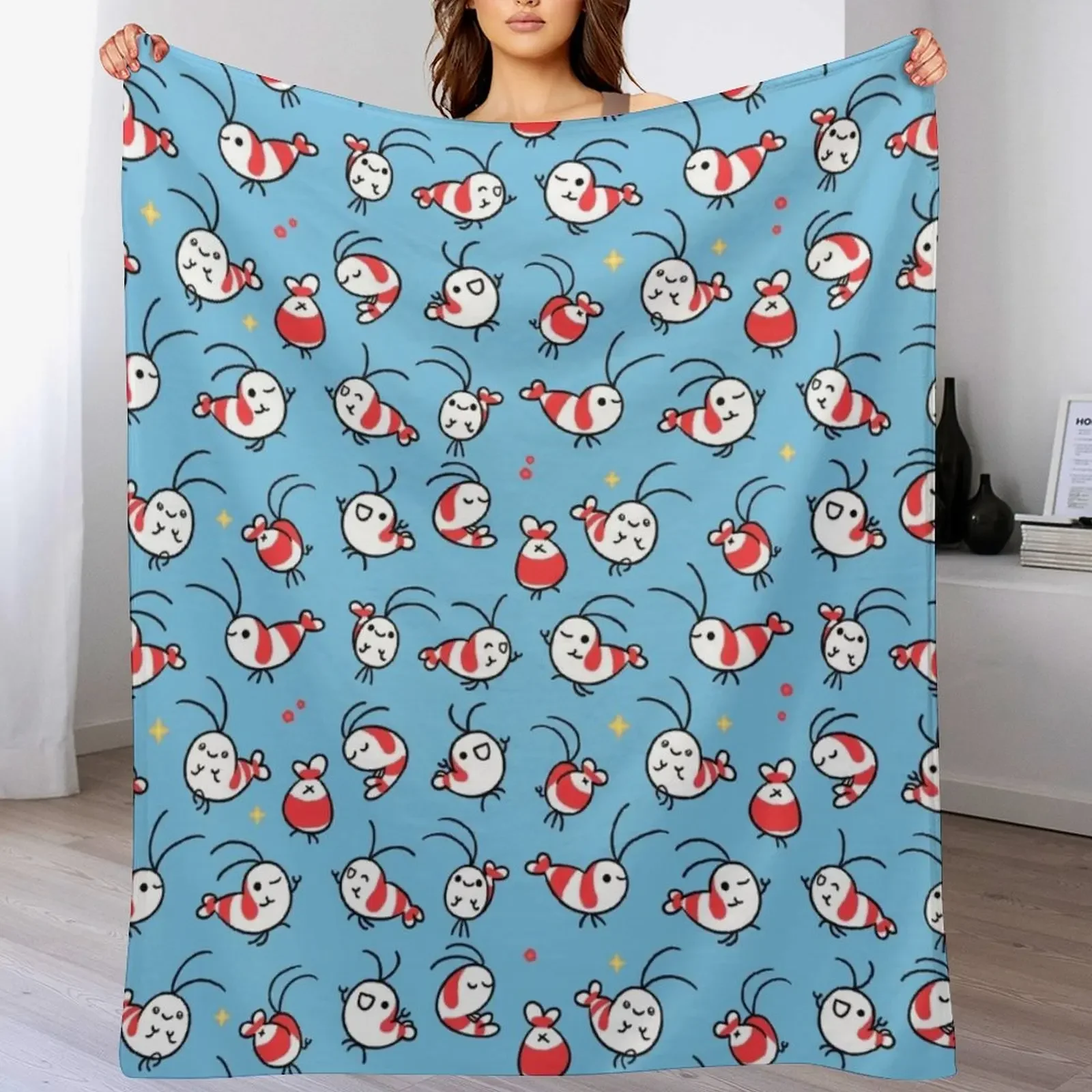 Shy Shrimp pattern Throw Blanket christmas gifts Soft Beds Blankets Sofas Of Decoration Single Blankets