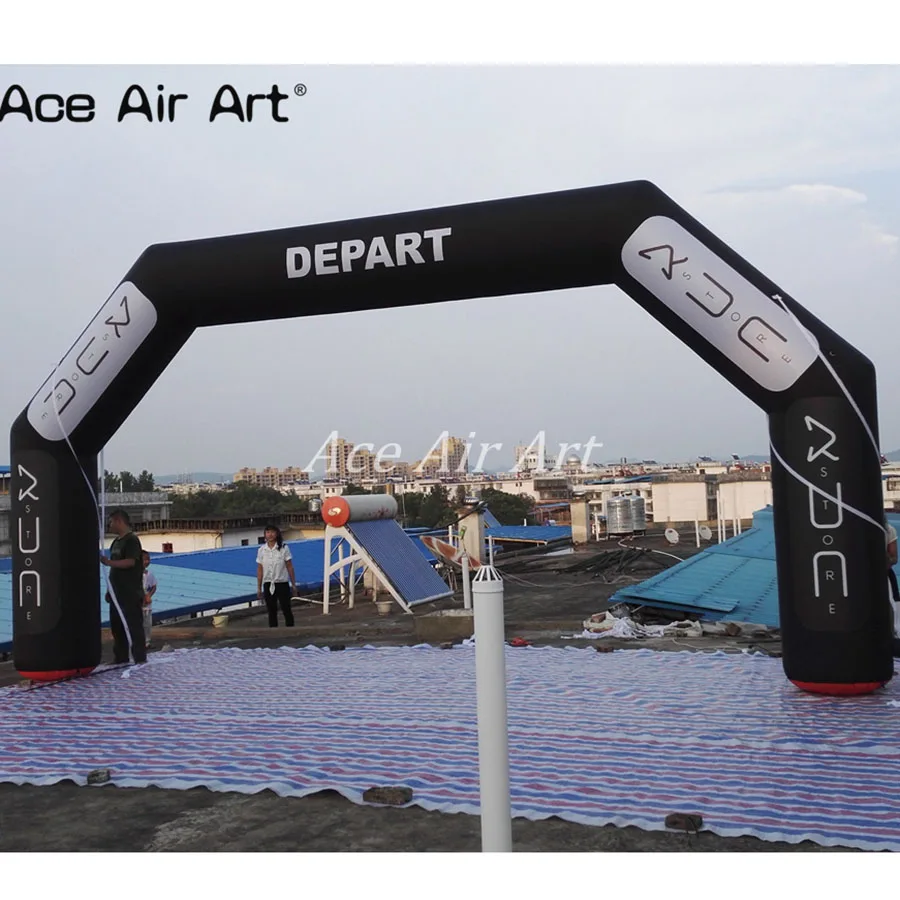 Popular White and bBack Inflatable Start Finish Line Archway with DEPART and ARRIVEE for Sports