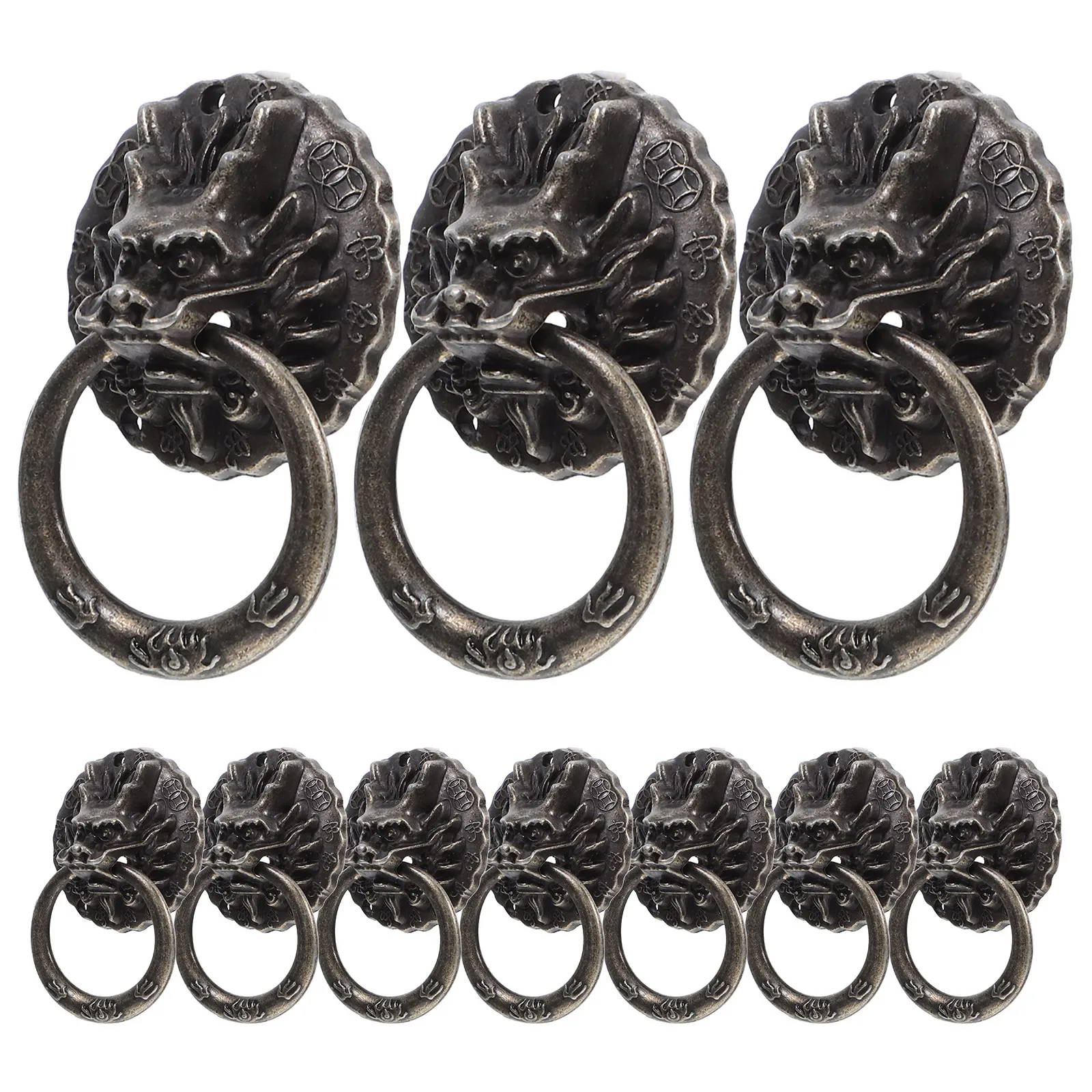 

10pcs Dragon Head Pull Handle Zinc Alloy Cabinet Drawer Decorative Cabinet Pull Dresser Closet Door Furniture Hardware