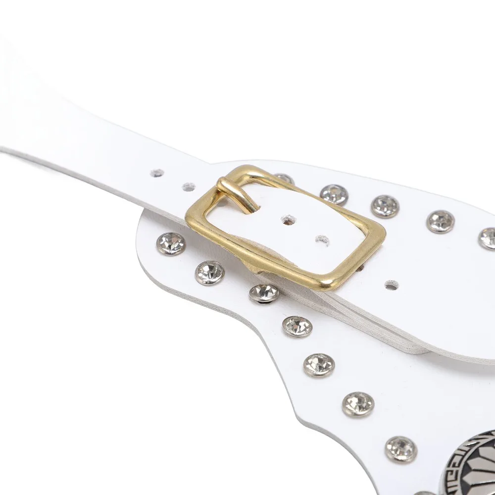 1 Pair （2pcs） Faux Nappa Leather Spur Strap Set Rhinestone Decorations Adjustable Length Spur Holder White or Black