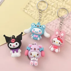 Sanrio Anime Chaveiros, Hello Kitty Melody, Kuromi Cinnamoroll, bonecas dos desenhos animados, figura de ação, modelo sacos pingente, chaveiro do carro