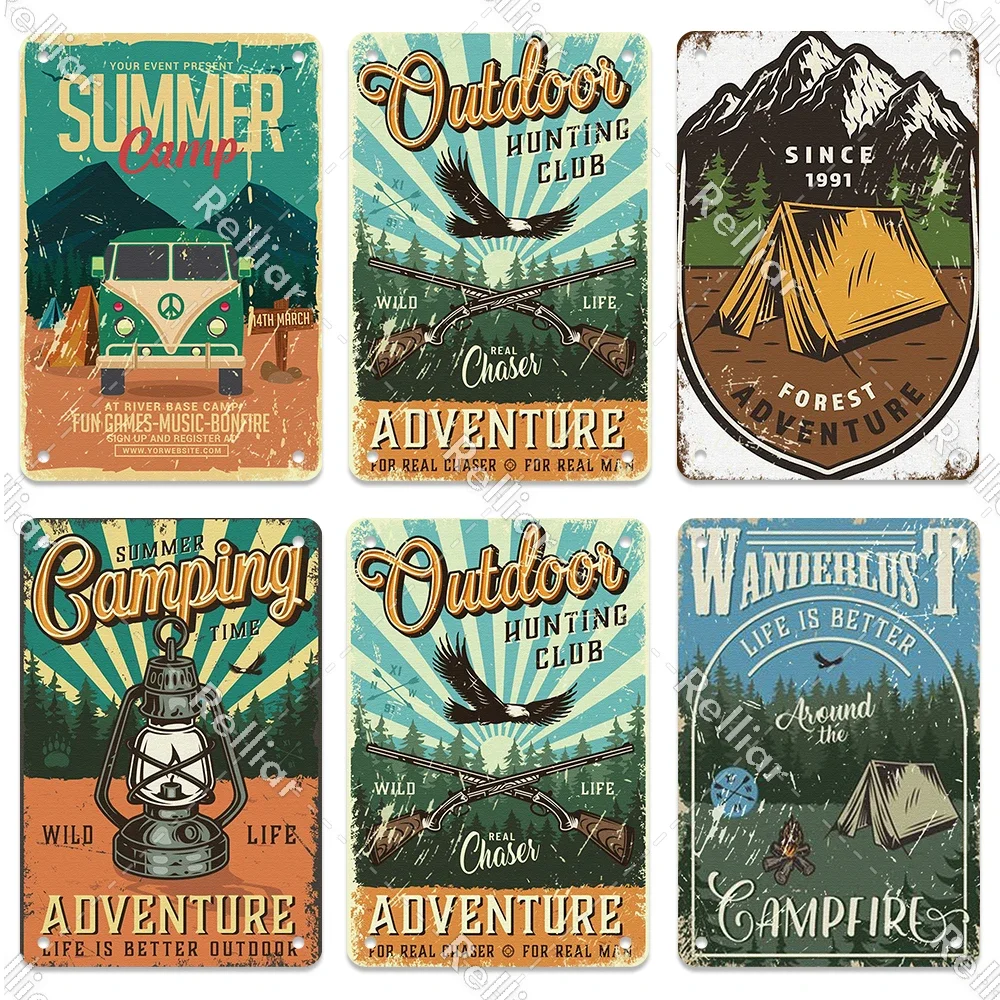 الرجعية سعيد العربة ديكور لوحة في الهواء الطلق مغامرة معدن القصدير تسجيل الحياة البرية رمز حلية ملصق المنزل بار نادي الديكور اللوحة