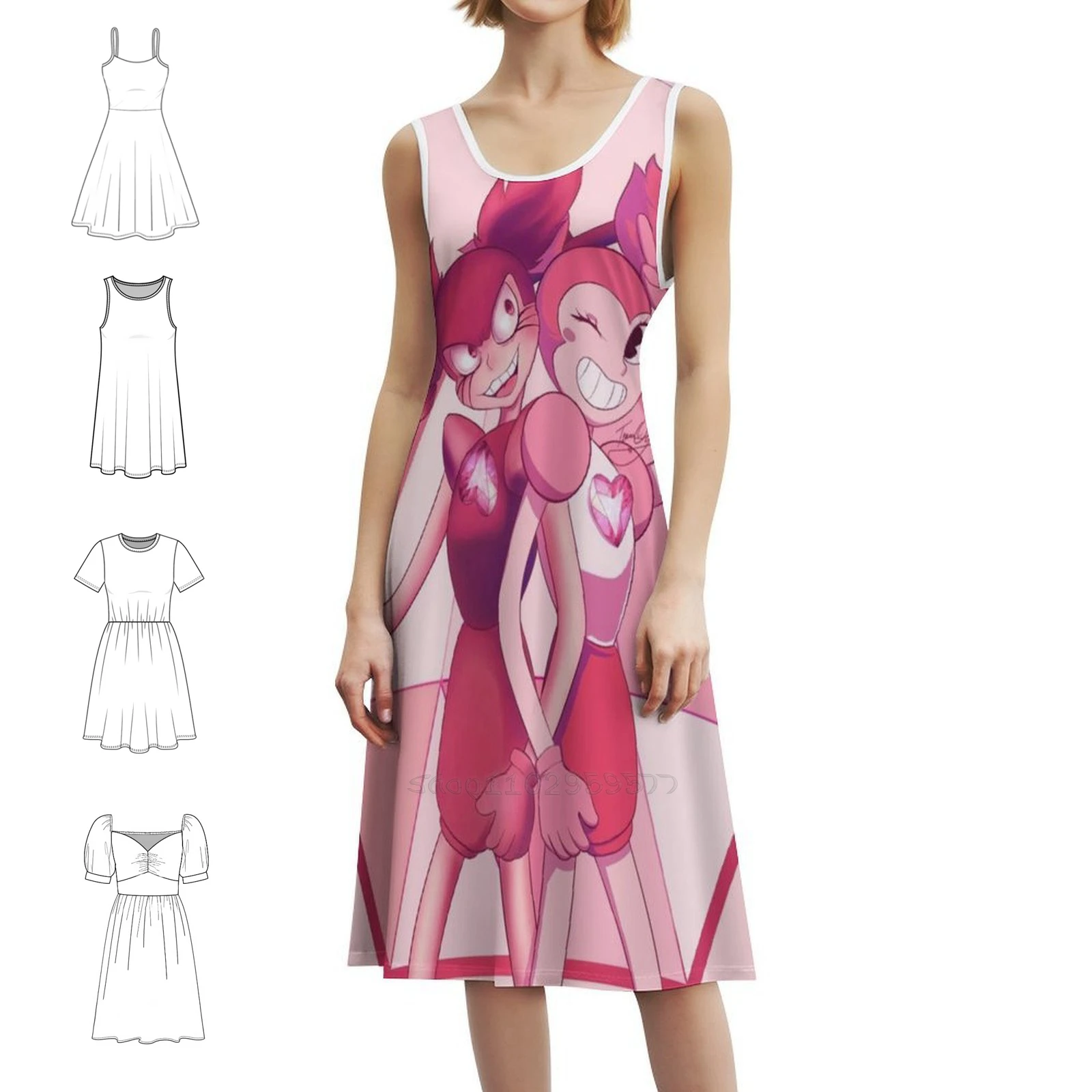 

Spinel (Вселенная Стивена) Богемное платье без рукавов с несколькими принтами Платье для пляжного отдыха и отдыха Стивена Вселенная Spinel Aesthetic