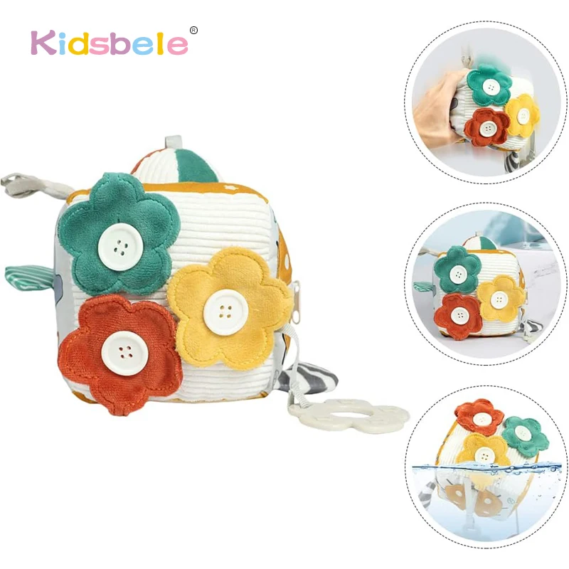 Cube en peluche portable pour enfants, jouet de développement intellectuel, jouet en peluche doux, tridimensionnel, beau travail, bébé