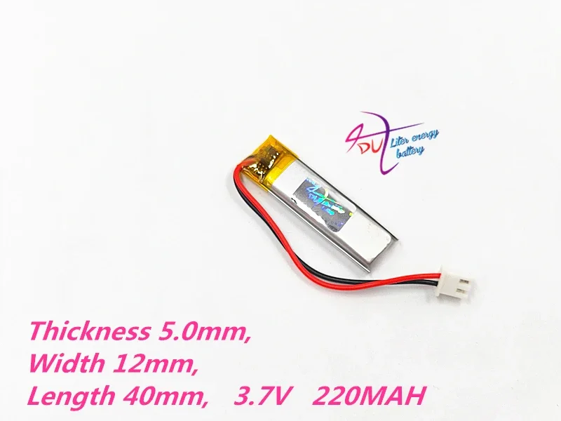 XHR-2P 2.54  220mAh 501240 3.7V lithium polymer battery recording pen smart Wearable