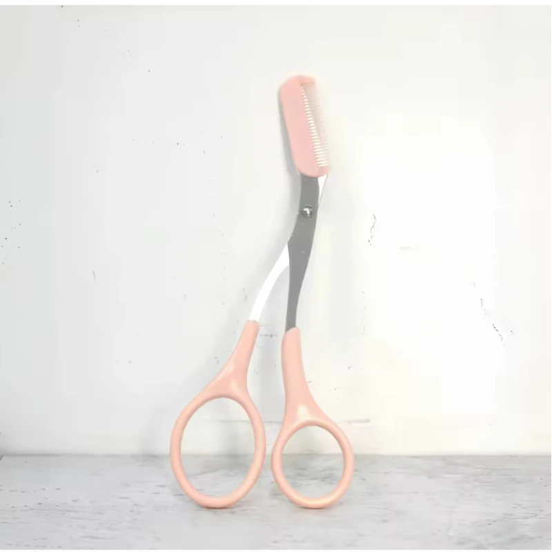 مقص تشذيب الحواجب، مشط مدمج - مصنوع من مادة الفولاذ المقاوم للصدأ، أداة تشذيب دقيقة، مما يجعل حواجب مثالية #4