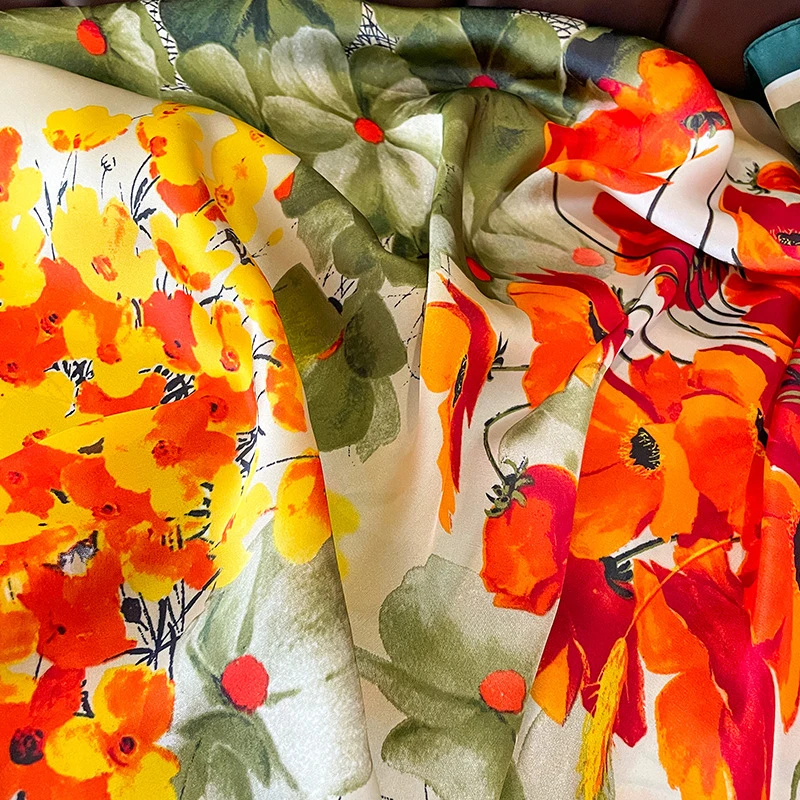 Neue Seide Quadrat Schal Frauen Designer Floral Print Satin Schals für Dame Foulard Bandana Schals Weibliche Halstuch 90 cm Hijab – Detail 3