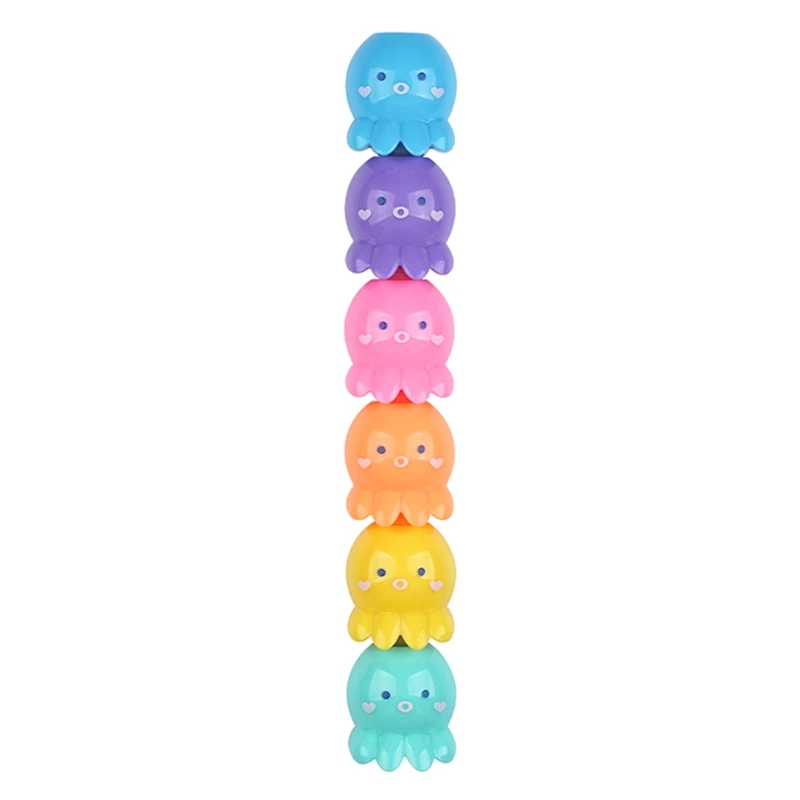 2024 New 5 Colors Fluorescent Scribble Pen Cute Octopus Shaped Highlighter for Boys Girls