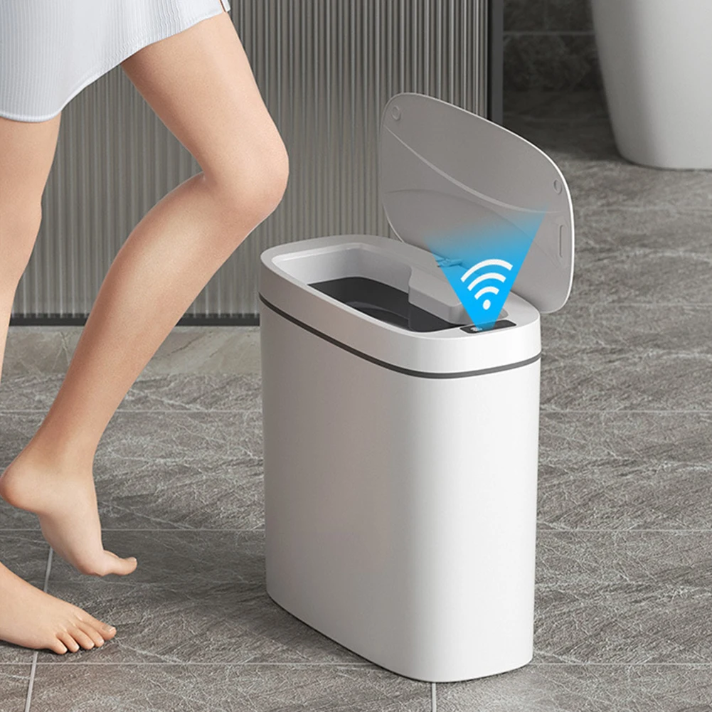 14L Smart Sensor Trash Can for Kitchen Toilet Waterproof Narrow Seam Automatic Trash Bin Wastebasket Touchless Rubbish Garbage