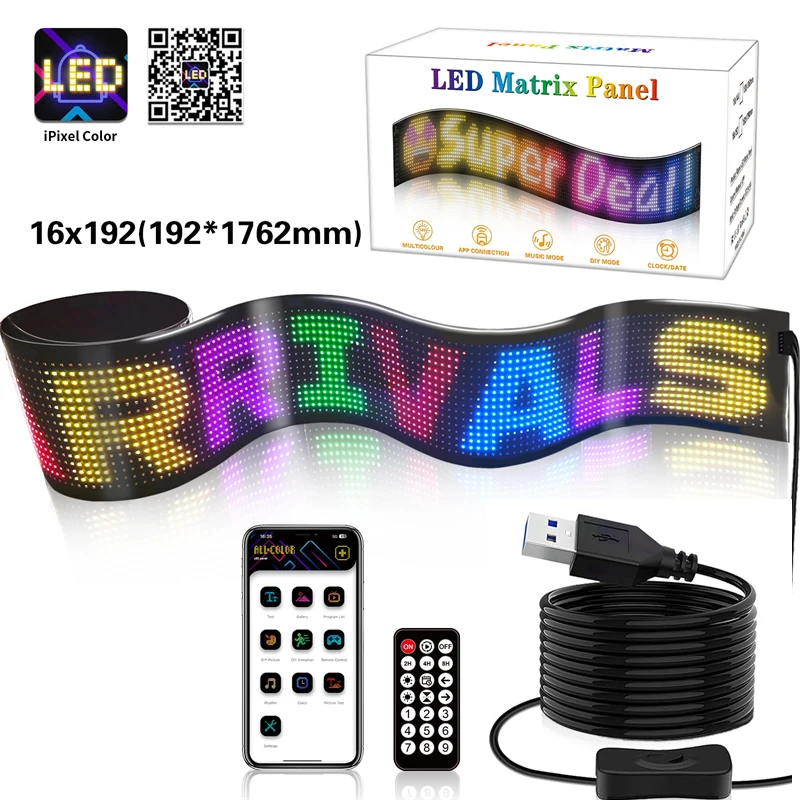 

Programmable LED Sign for Business,Flexible Digital Sign,Scrolling LED Sign,Bluetooth APP,DIY Design Animations,Text, Graffiti