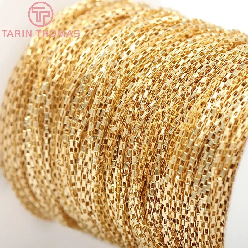 (6196)  1MM 2MM 24K Gold Color Brass Necklace Chains Bracelet Chains High Quality Diy Jewelry Findings Accessories Wholesale