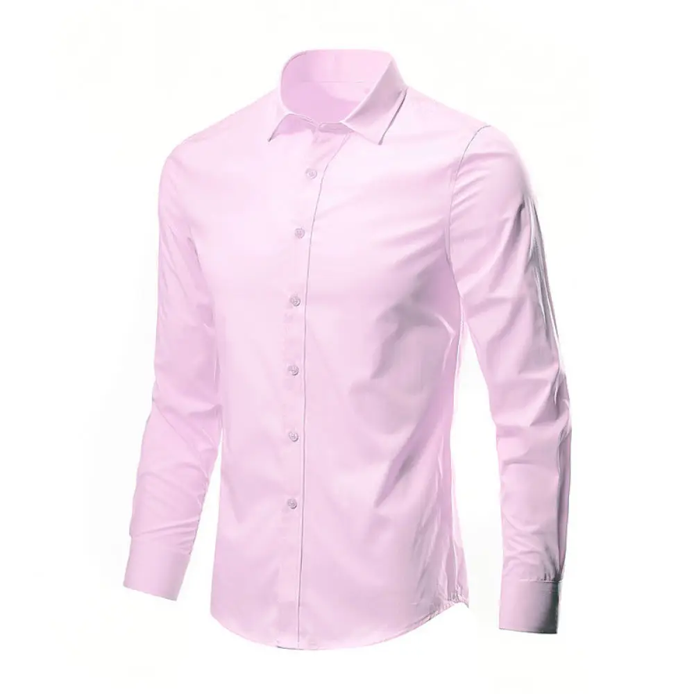 Mens Slim Fit Dress Shirt Long Sleeve Casual Business Formal Office Wear Non Iron Professional Solid Color Button Up Shirt