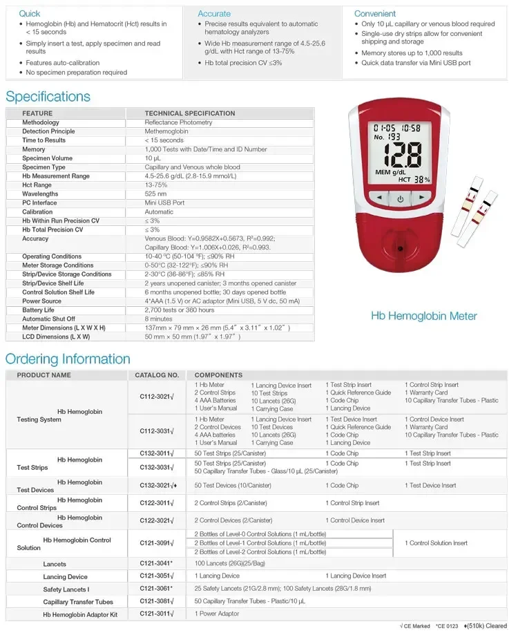 MY-B034A-A Clinical Analytical Instrument Portable Handheld Hemoglobin Tester Price