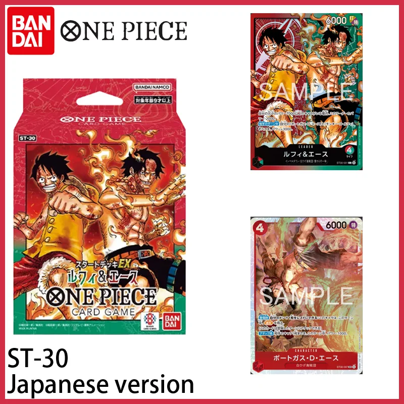 Nuevo Mazo de Inicio Oficial de Bandai para el Juego de Cartas One Piece EX ST-30 Luffy & Ace, Versión Japonesa, Mazo Preconstruido, Cartas de Anime, Regalo