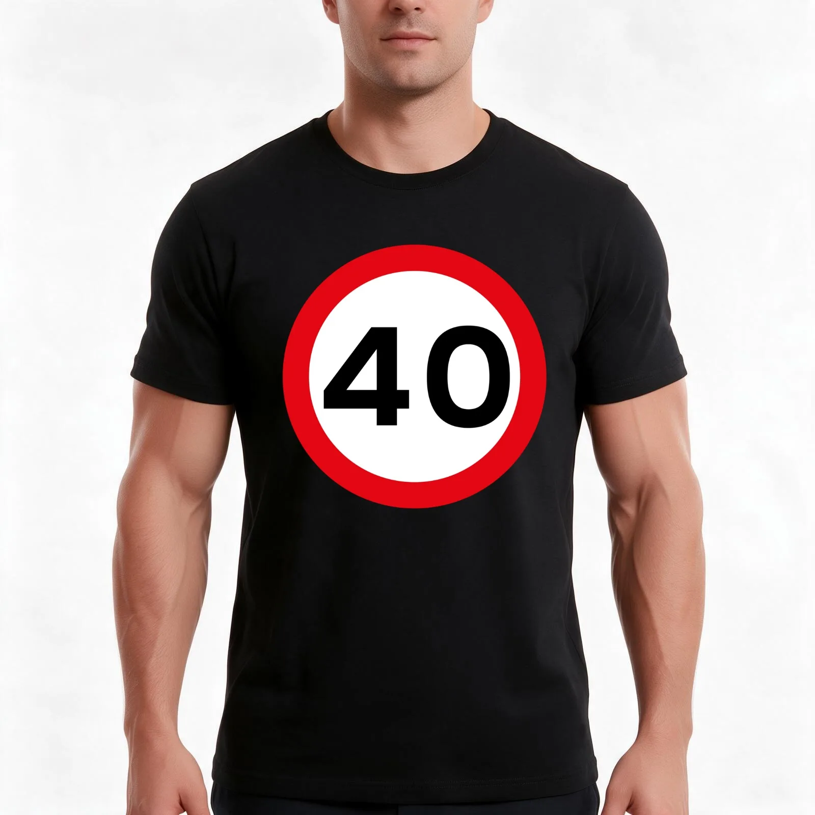 40 mph UK Speed Limit sign - 40 (Fortieth birthday) T-Shirt, Summer Casual Cotton Tee, Oversized Streetwear Tops, 100% Cotton