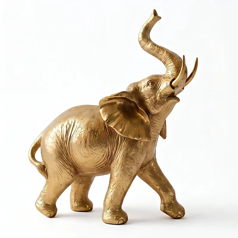 Popular Light Luxury Gold Lucky Elephant Resin Sculpture Home Decor for Living Room Entryway Tabletop Ornament Housewarming Gift