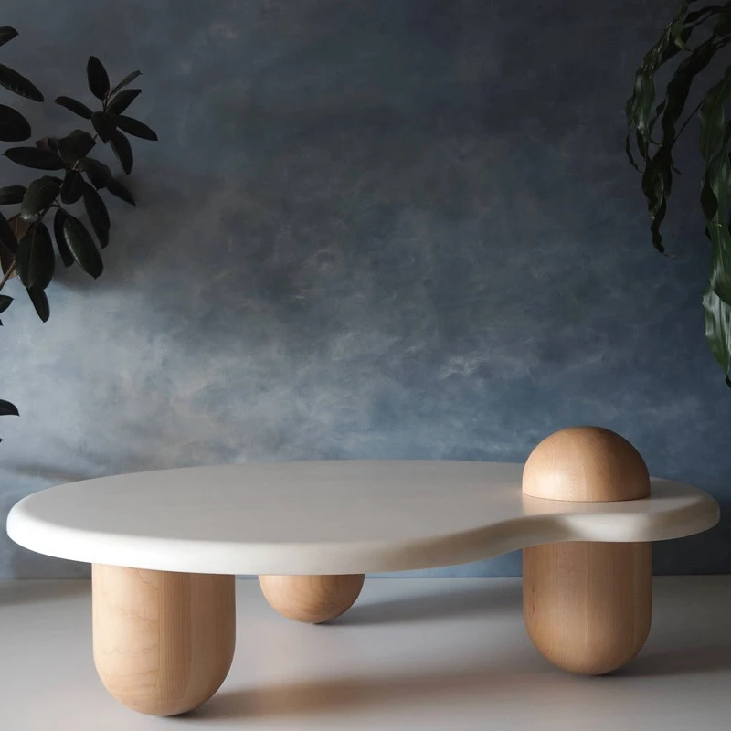 

Tea table Nordic simple small round tea table special-shaped tea table arc tea table modern retro