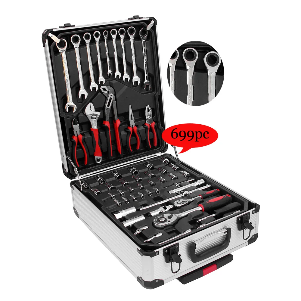 699-Piece Trolley Case Tool Set with Ratchet Wrench