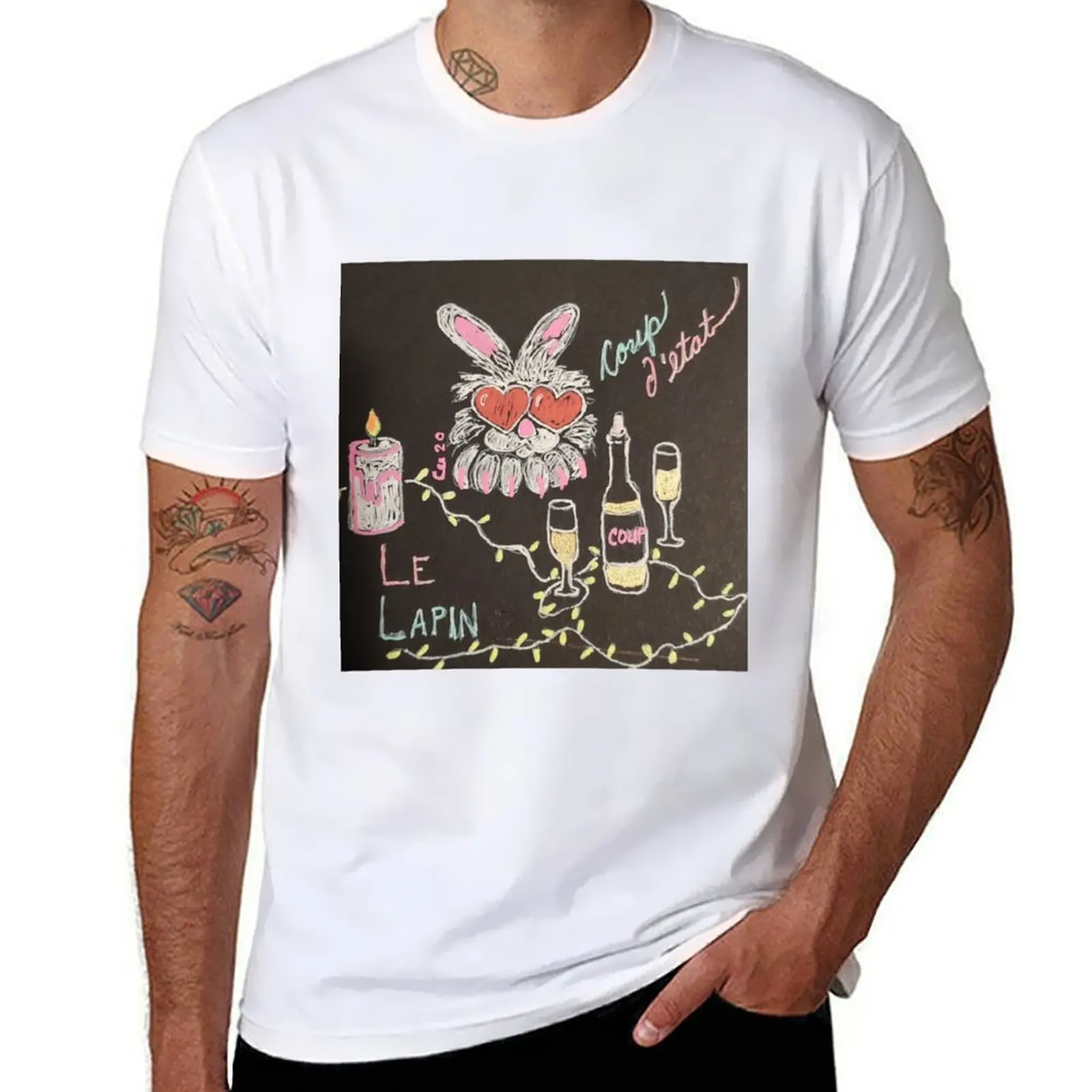 Le Lapin, gafas en forma de corazón, camiseta de conejo, camiseta de hombre, camiseta de algodón de anime