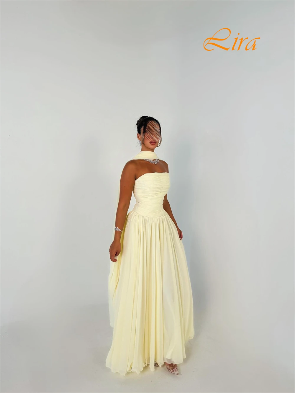 

Customized Elegant Strapless Evening Dress and Temperament Chiffon Special Occasion Gowns and Delicate Sleeveless Prom Dresses