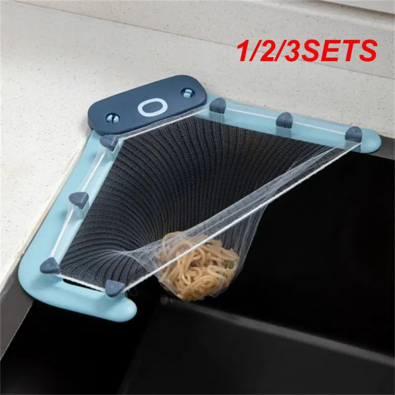 1/2/3SETS Kitchen Sink Filter Net Triangular Leftovers Strainer Mesh Anti-Clogging Disposable Residue Separation Hanging Bag